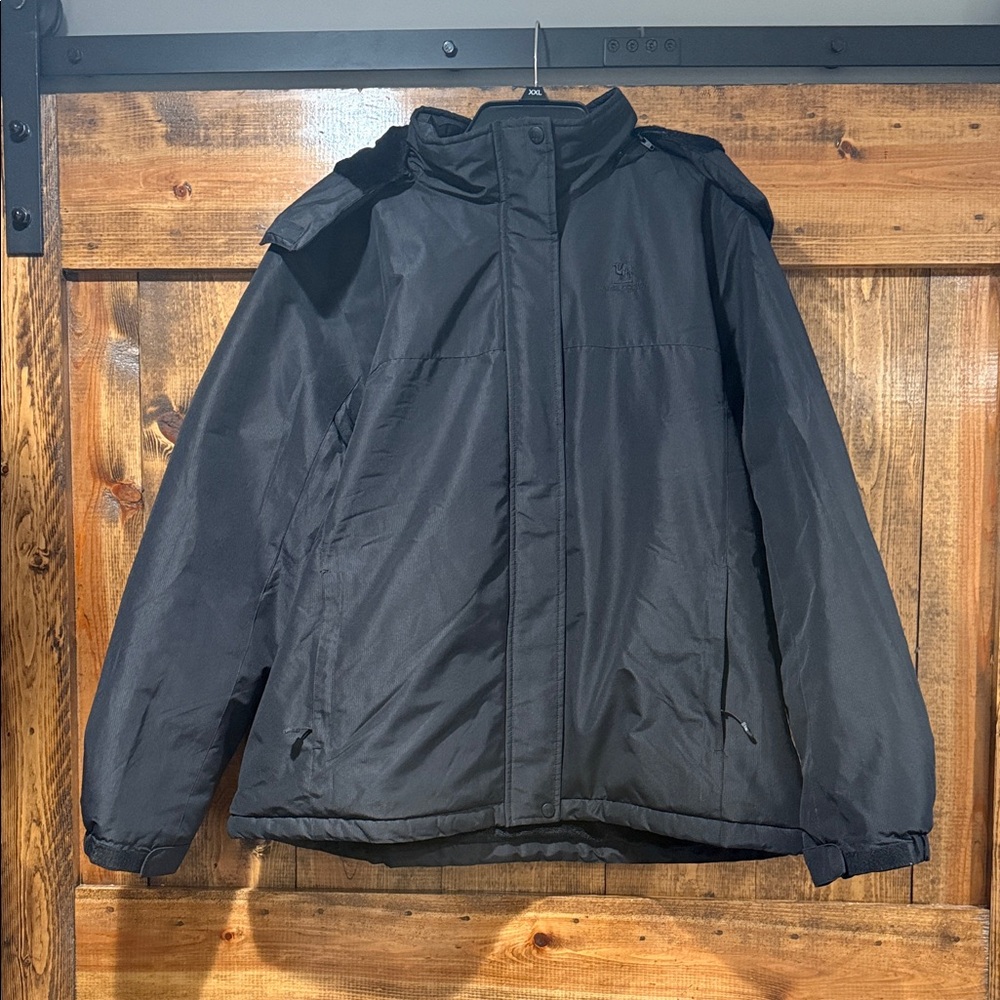 Camel‎ Crown Womens Black Winter Hooded Coat Sz XXL